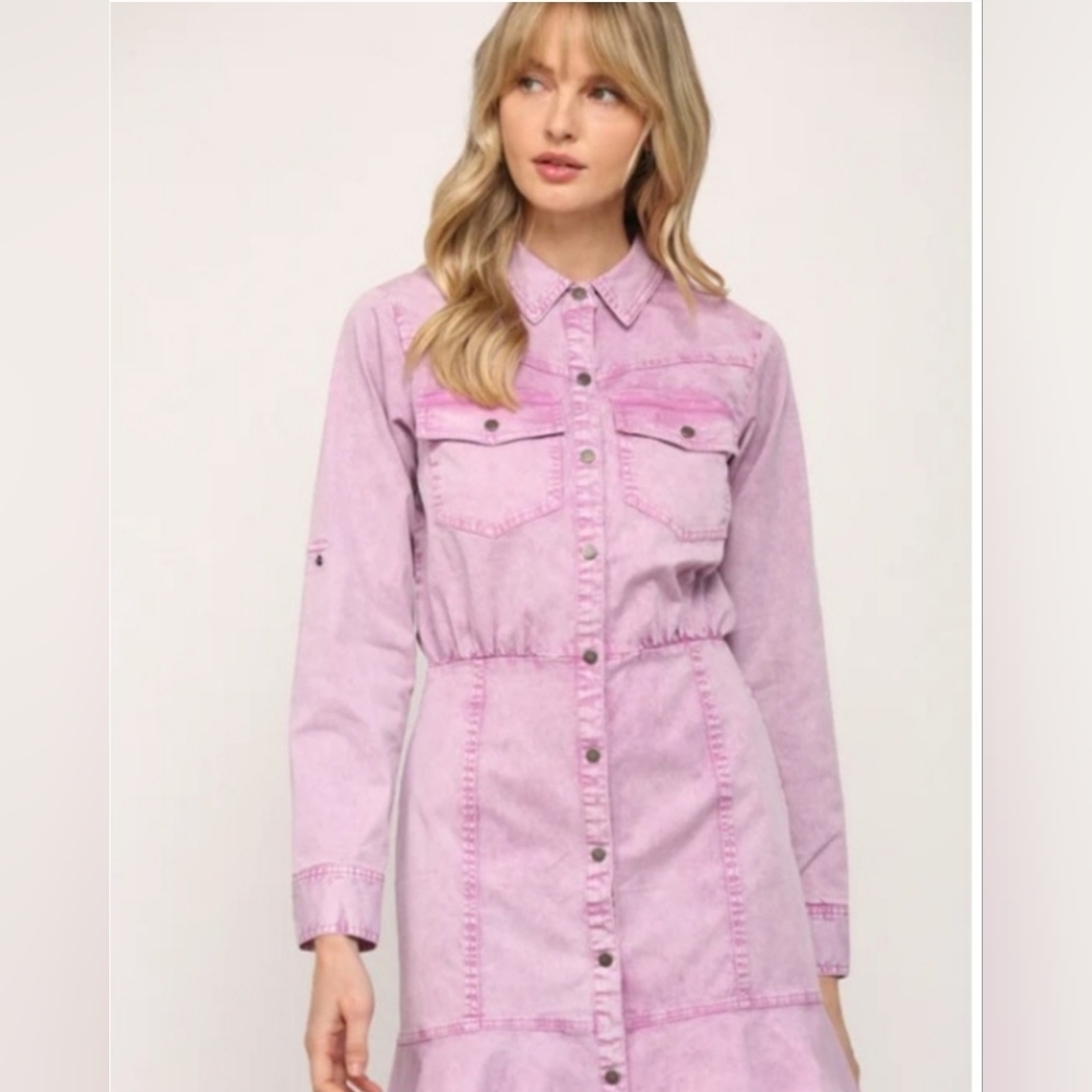 Denim washed mini dress
